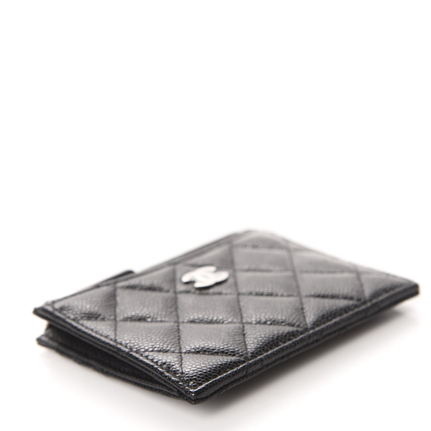 Caviar Quilted CC Zip Card Holder Black