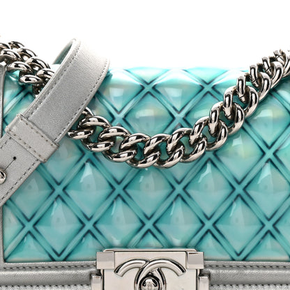 Chanel Metallic Lambskin PVC Quilted Small Boy Flap Blue 8 of 11