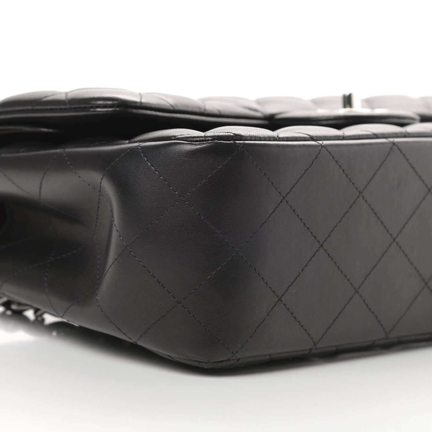 Lambskin Quilted Jumbo Double Flap Black