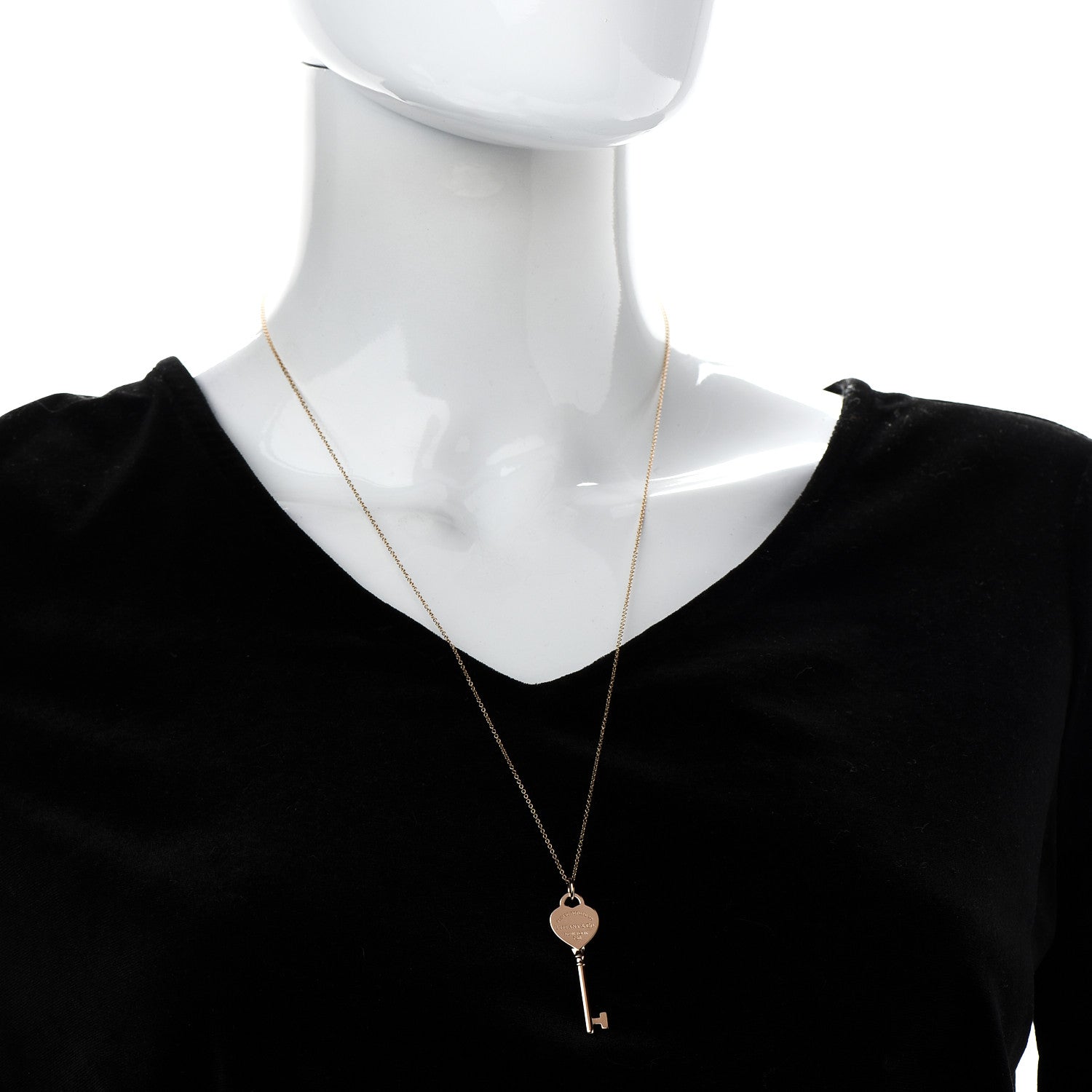 Tiffany 18K Rose Gold Return To Tiffany Heart Key Pendant Necklace 2 of 7