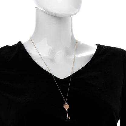 Tiffany 18K Rose Gold Return To Tiffany Heart Key Pendant Necklace 2 of 7