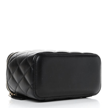 Chanel Lambskin Quilted Pearl Crush Small Vanity Case With Chain Black 3 of 4