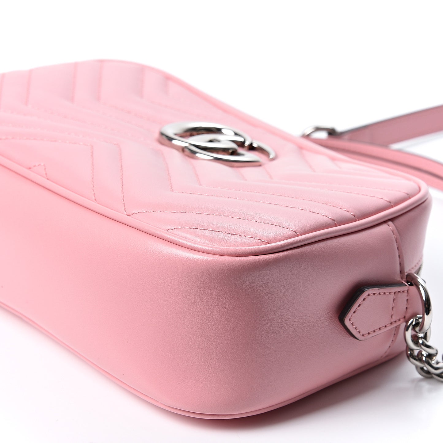 Calfskin Matelasse Small GG Marmont Chain Shoulder Bag Wild Rose