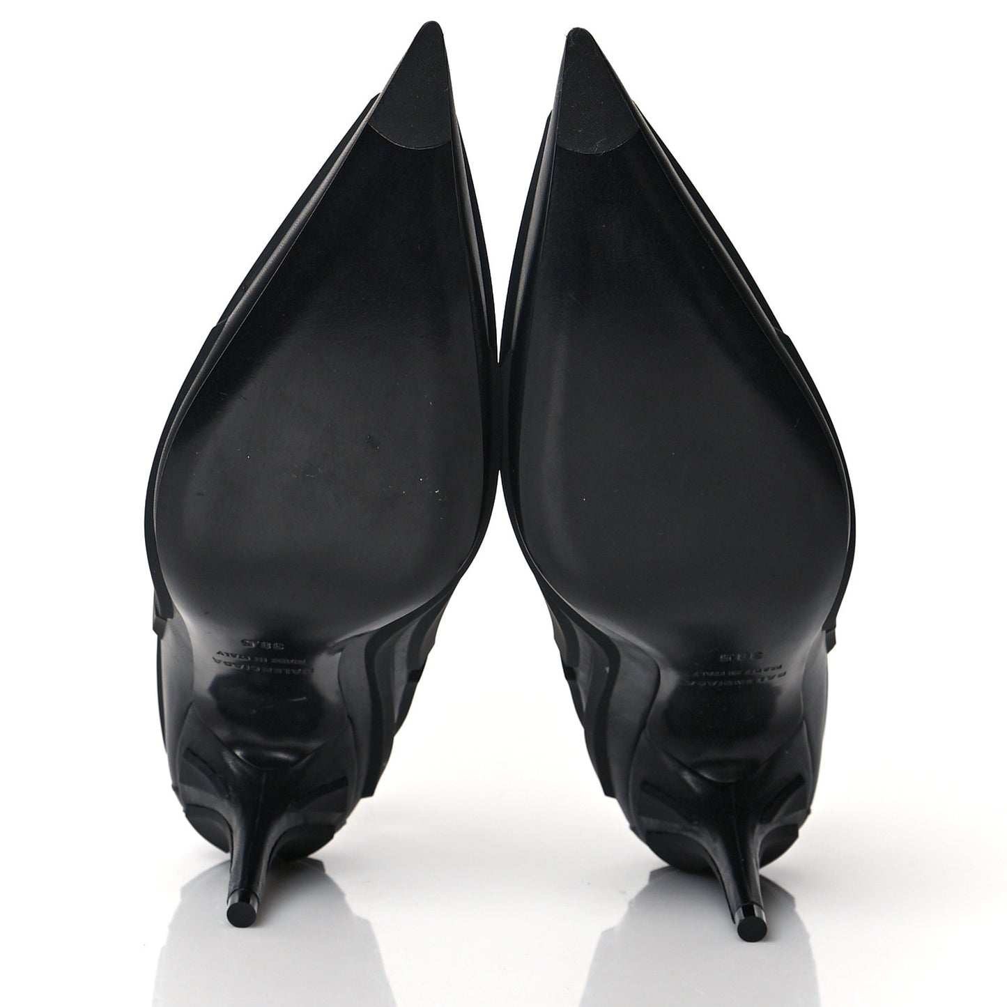 Silicone Calfskin Pointed 80mm Pumps 38.5 Black