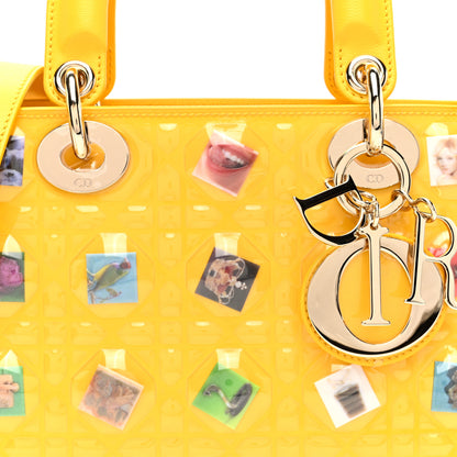 Christian Dior Patent Lambskin Cannage PVC Sara Cwynar Small Lady Dior Art Yellow 7 of 9