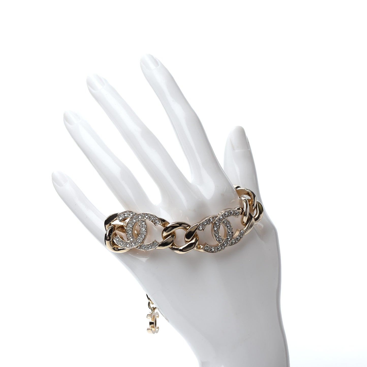 Crystal CC Chain Link Bracelet Gold