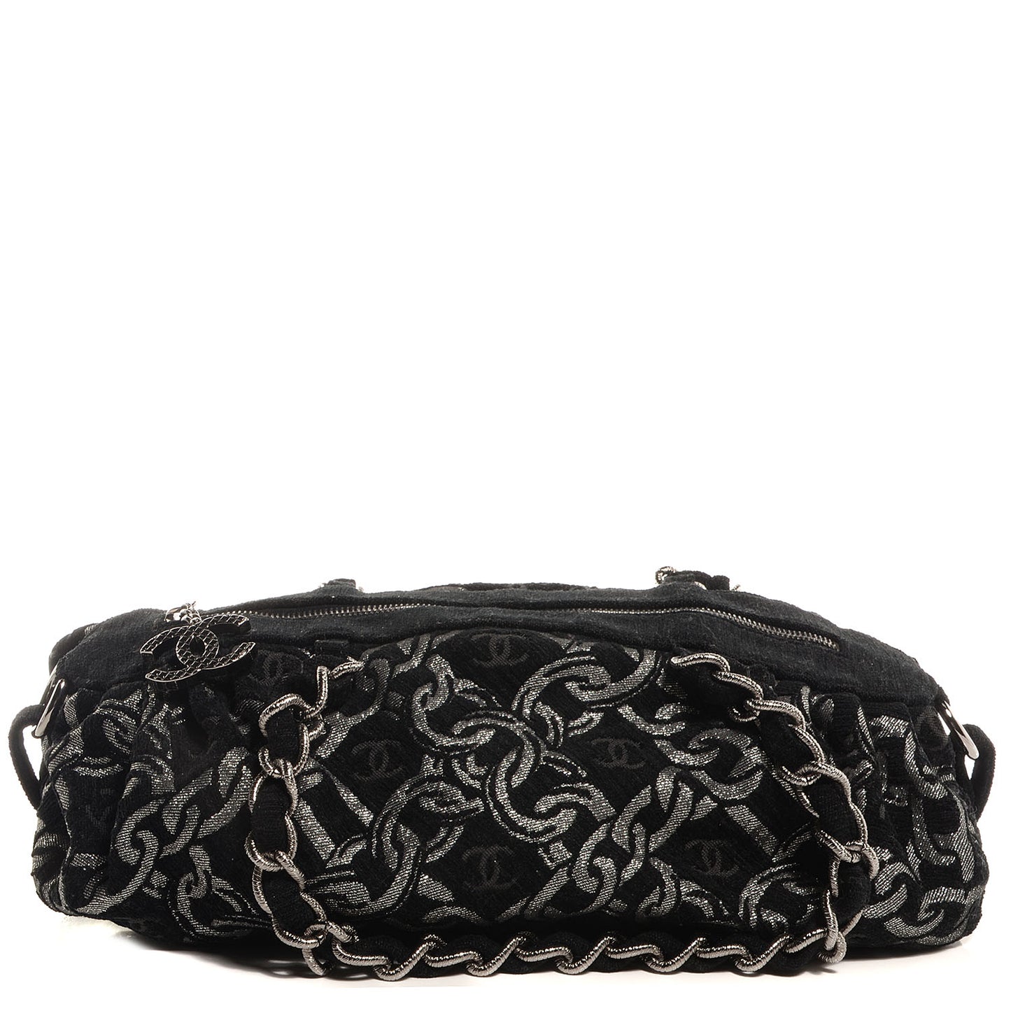 Metallic CC Chain Link Bag Black