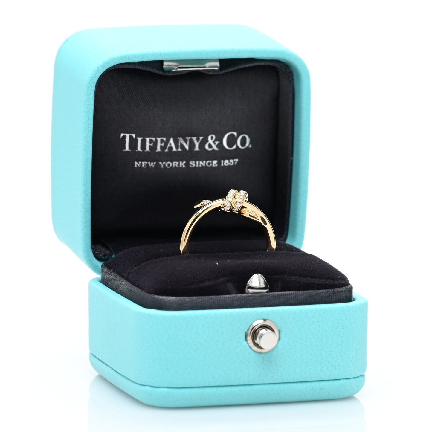 18K Yellow Gold Diamond Small Knot Ring 45 3.5