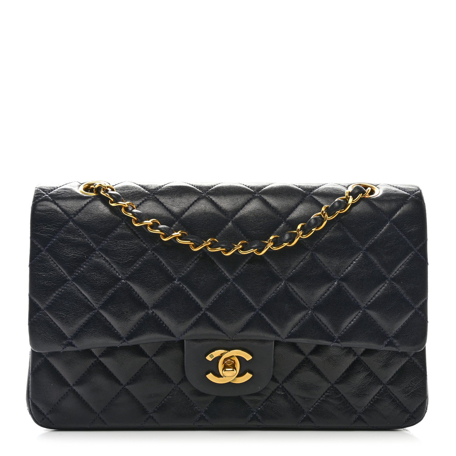 Chanel Lambskin Quilted Medium Double Flap Navy 1 of 12