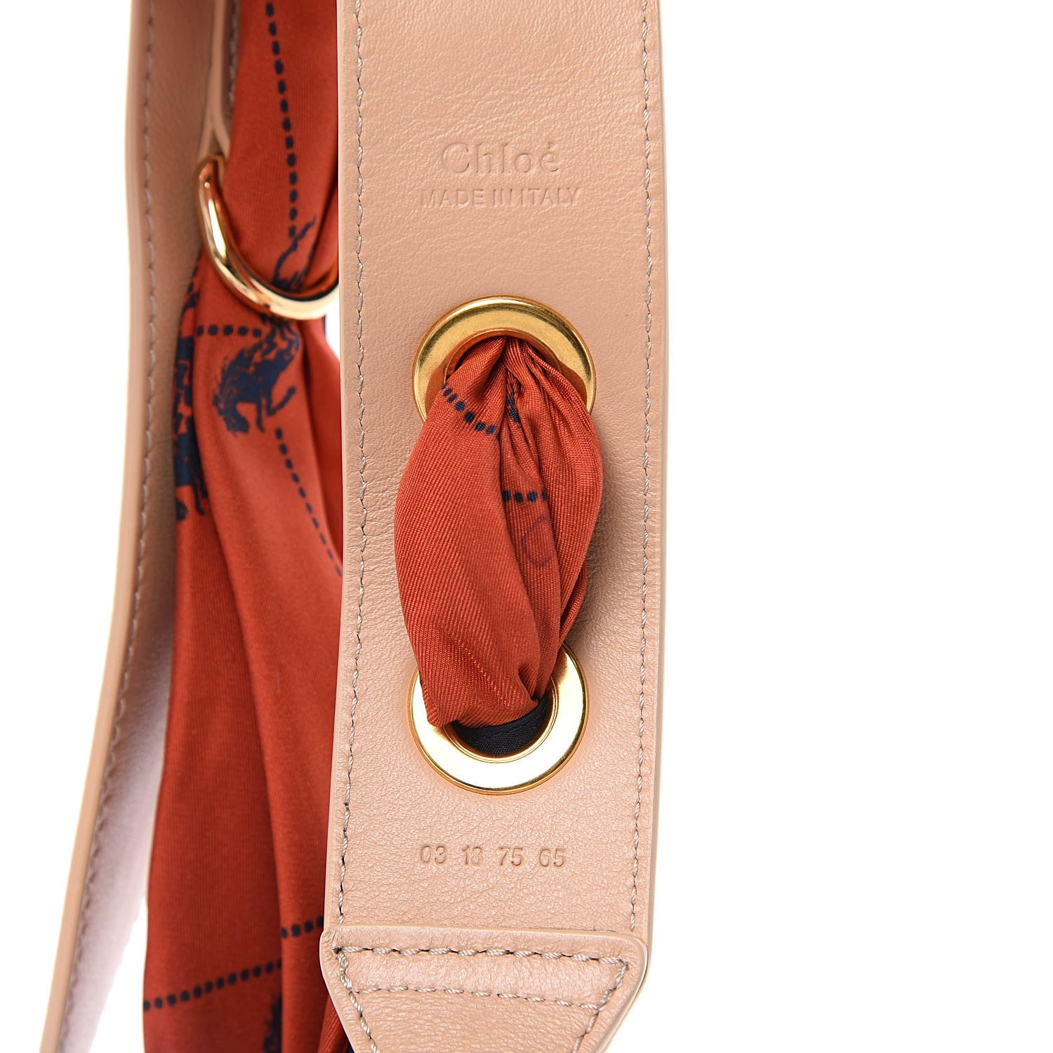 Chloe Calfskin Silk Little Horses Scarf Strap Earthy Red 4 of 7