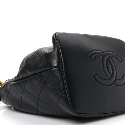 Chanel Lambskin Stitched Drawstring Bag Black 8 of 9