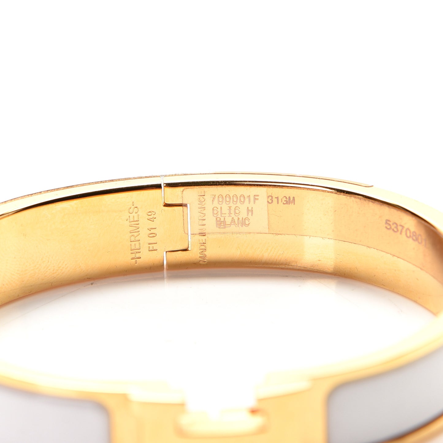 Enamel Narrow Clic Clac H Bracelet GM White