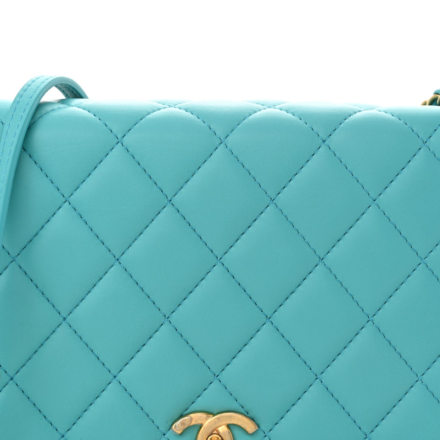 Calfskin Quilted Medium Everyday Chic Single Flap Turquoise