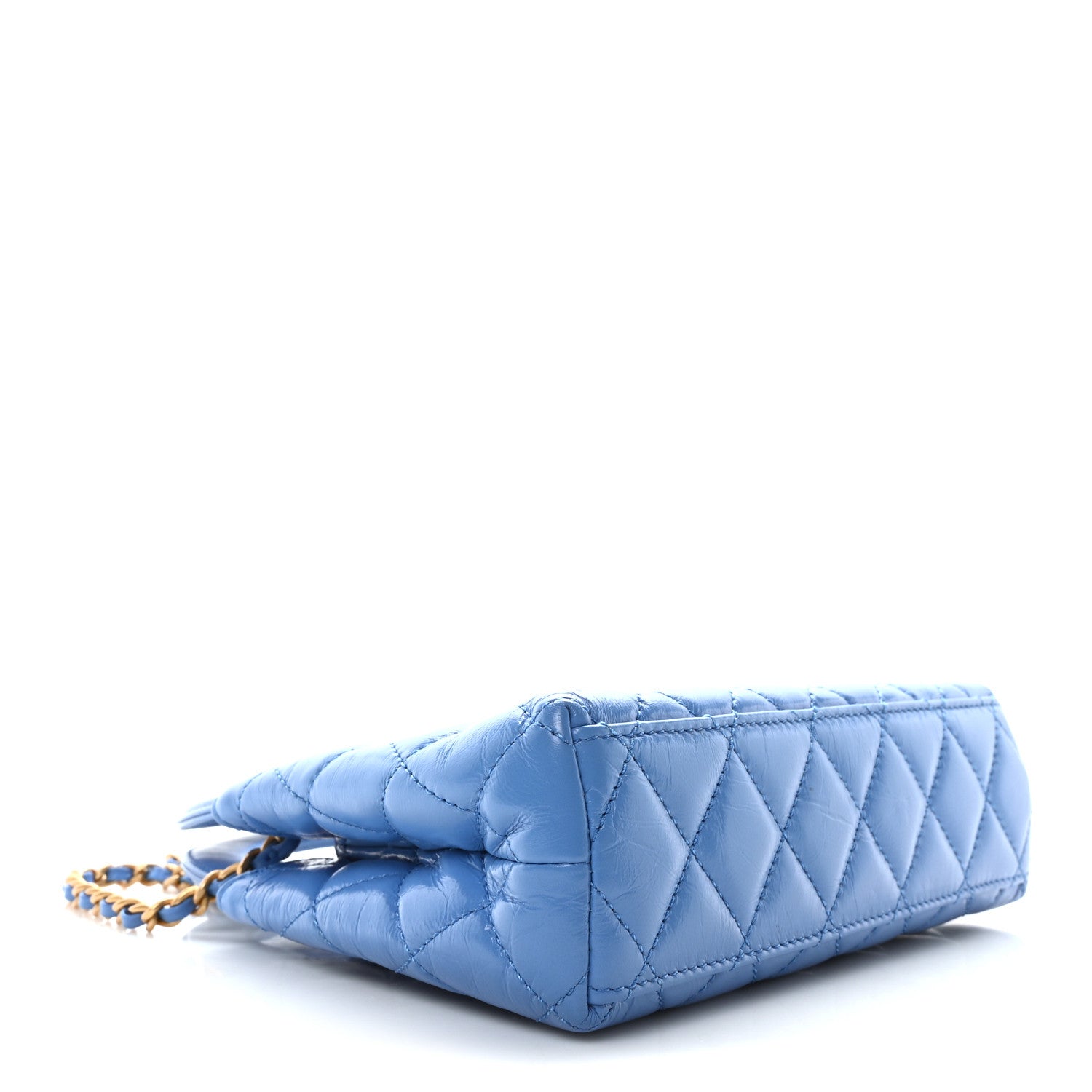 Chanel Shiny Aged Calfskin Quilted Nano Kelly Shopper Blue 4 of 11