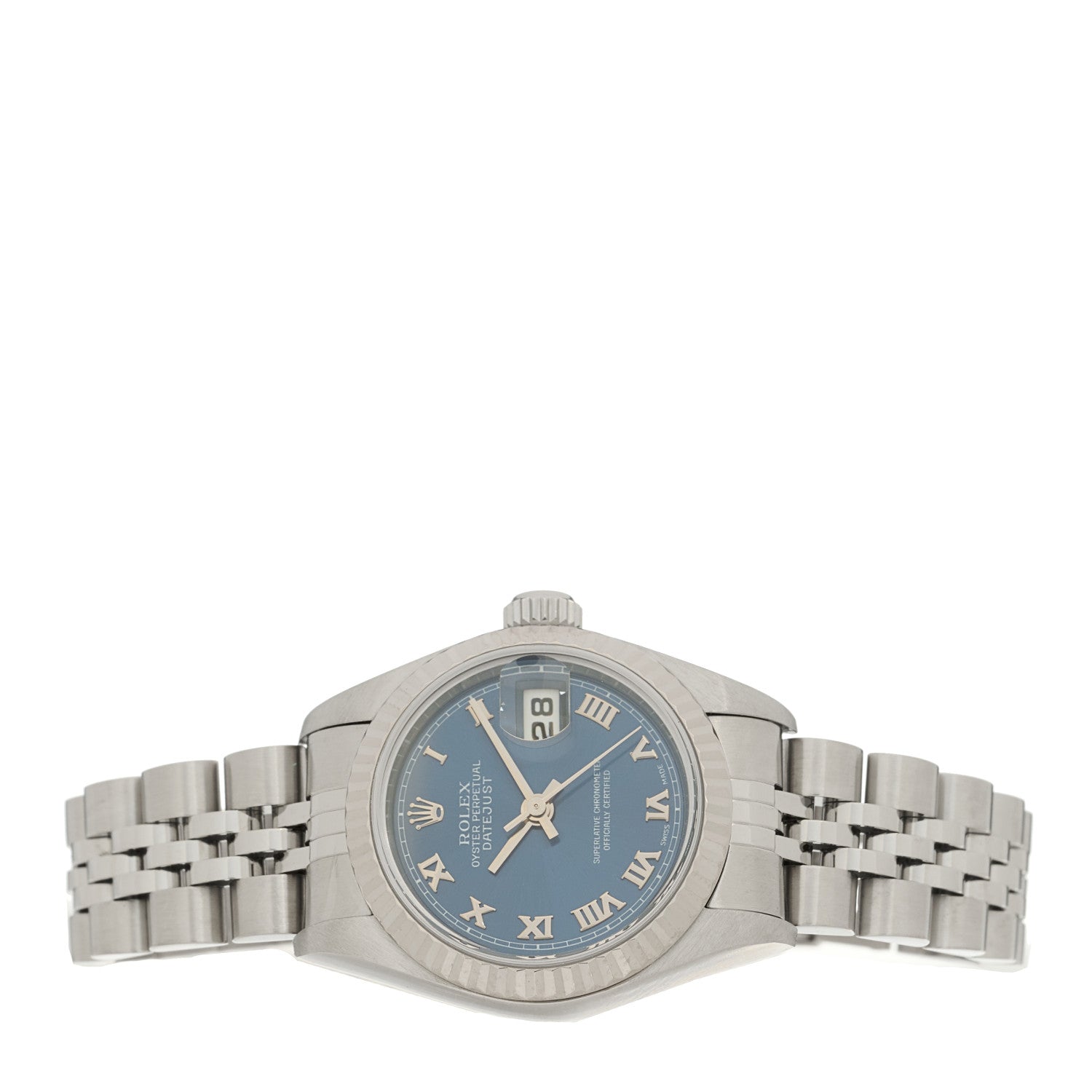 Rolex Stainless Steel 18K White Gold 26mm Oyster Perpetual Datejust Watch Blue Roman 79174 2 of 4