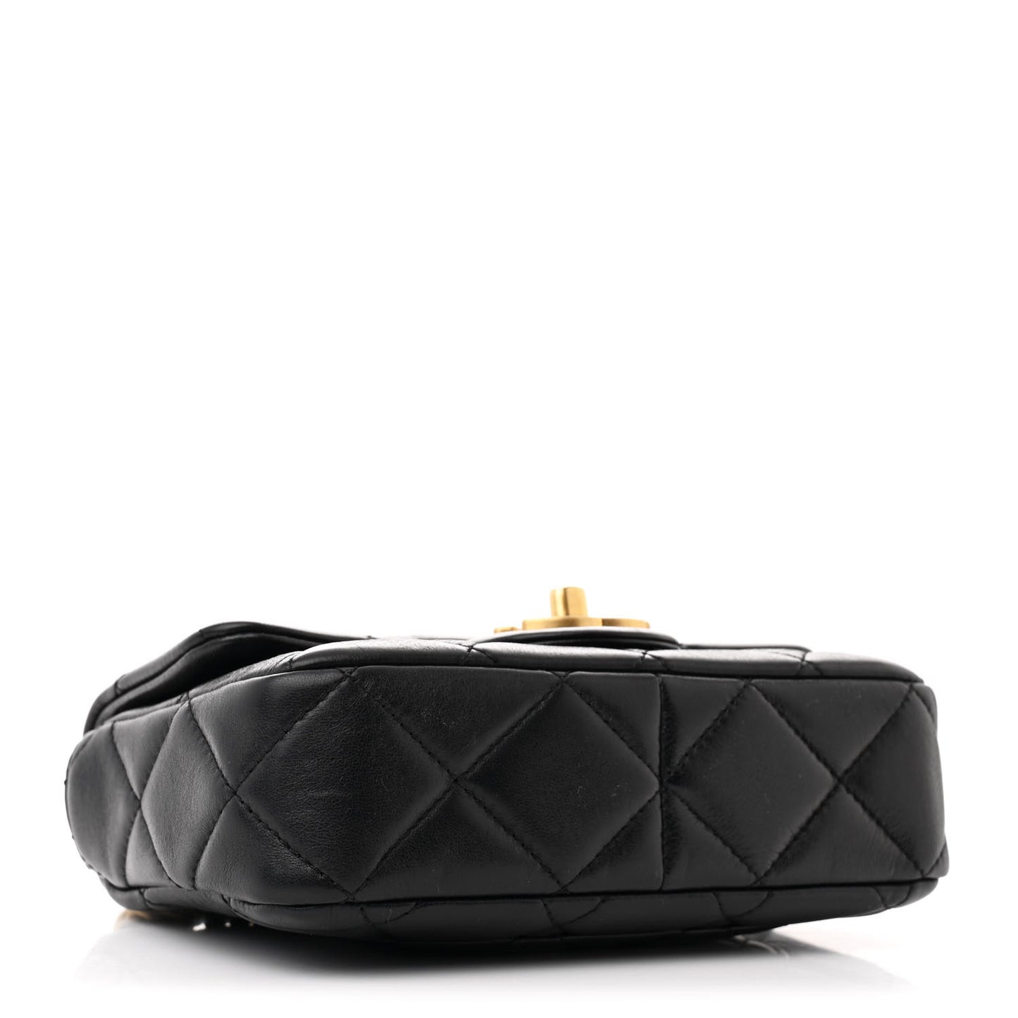 Lambskin Enamel Quilted Mini Pending CC Square Flap Black