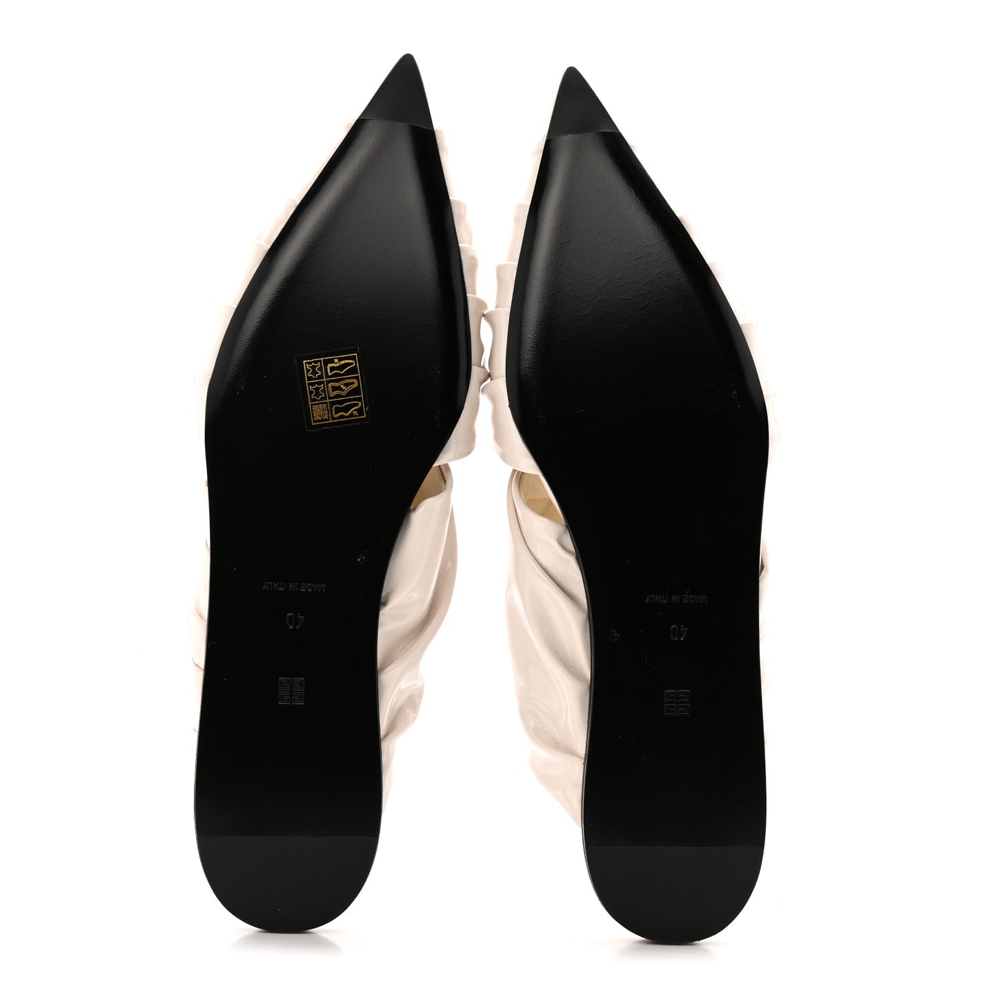 Lambskin Show Twist Flat Mule Sandals 40 Ivory