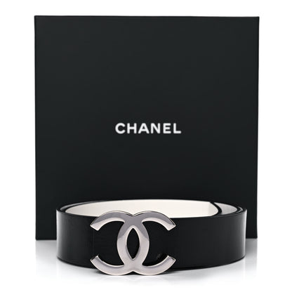Chanel Patent Calfskin CC Reversible Belt 90 Black White 8 of 8
