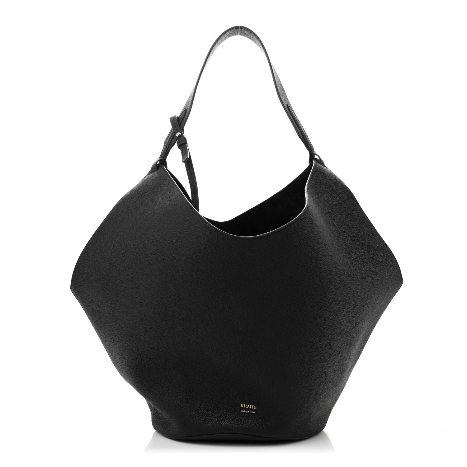Khaite Pebbled Sport Calfskin Medium Lotus Tote Black 1 of 10