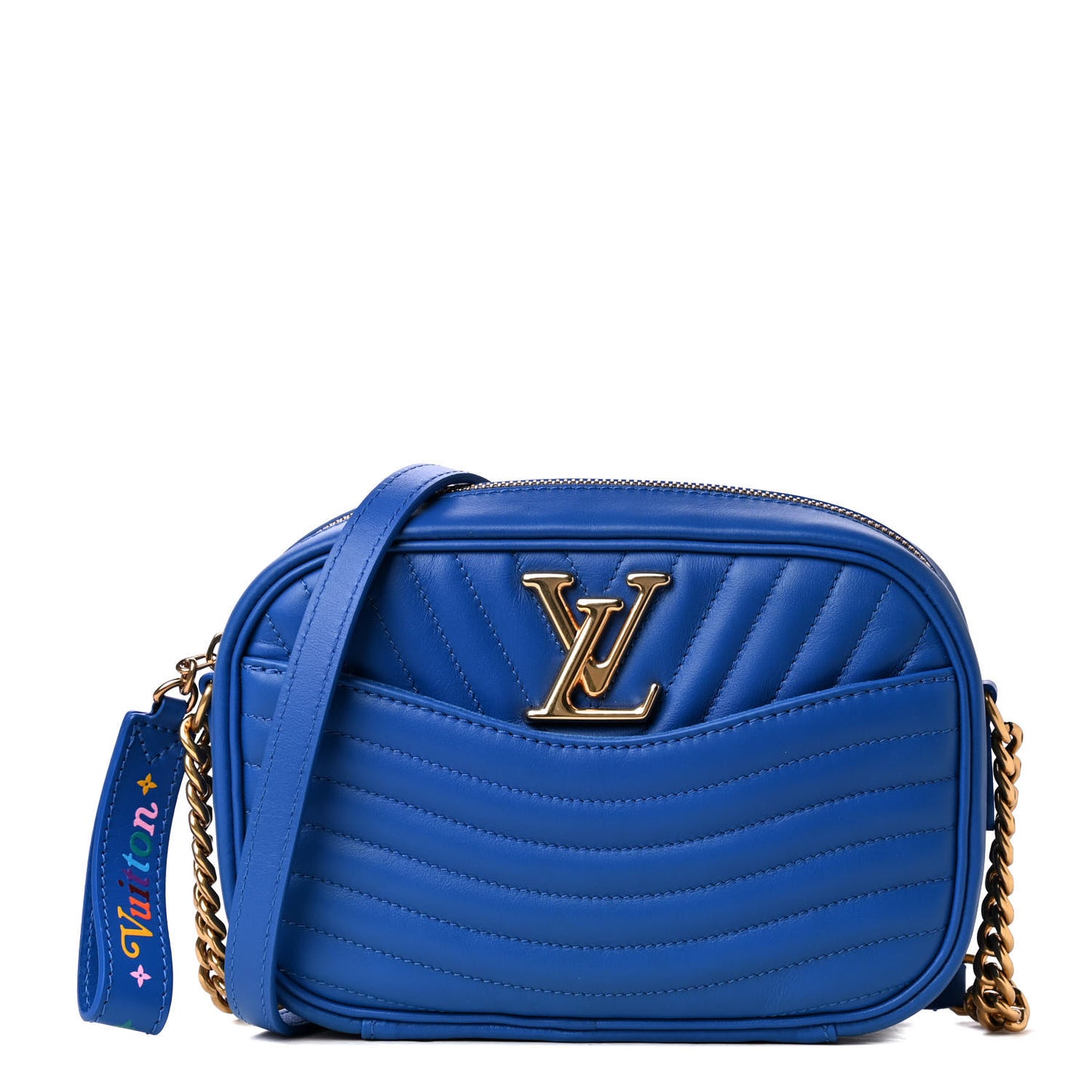 Calfskin New Wave Camera Bag Bleu Neon