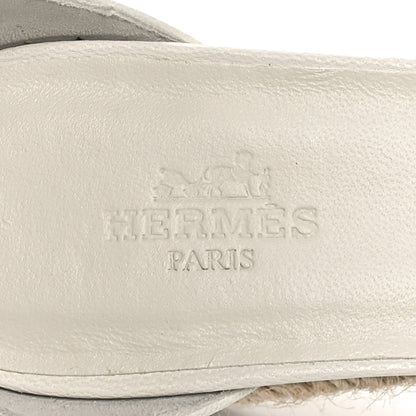 Hermes Goatskin Elda Espadrille Wedge Sandals 36 White 6 of 9