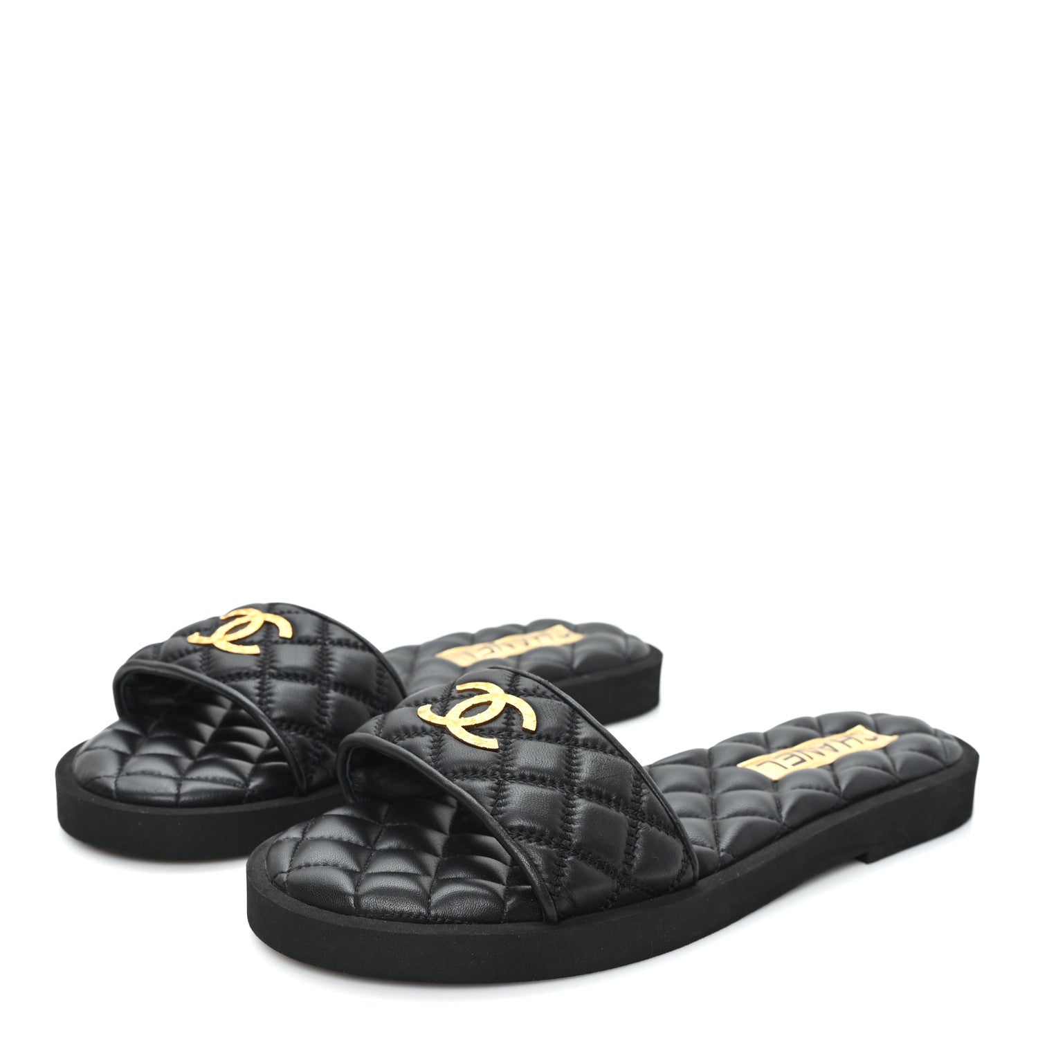 Chanel Lambskin Quilted Textured CC Mules Sandals 39 Black 4 of 9