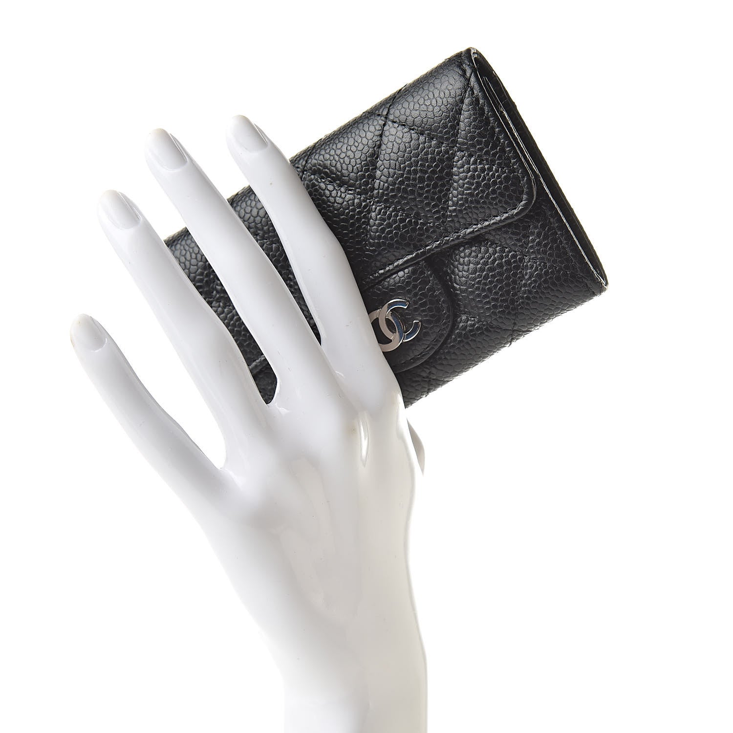 Chanel Caviar Quilted Flap Card Holder Wallet Black 2 of 9
