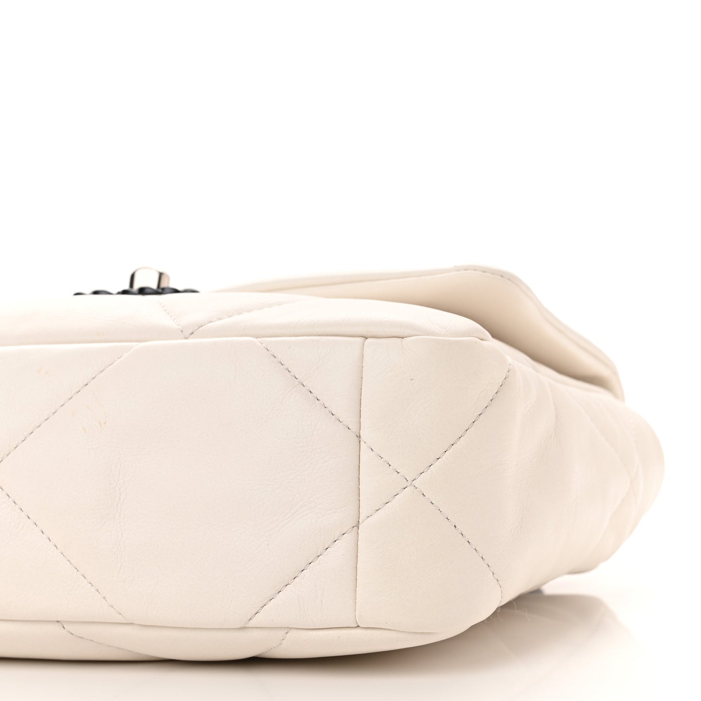 Glossy Calfskin Quilted Medium Chanel 19 Flap White Black