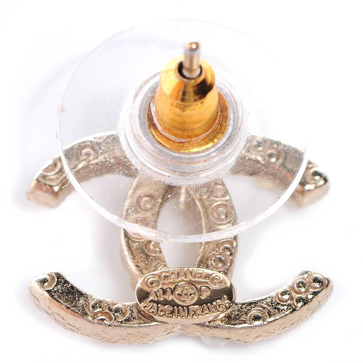 Pearl CC Logo Earrings Gold