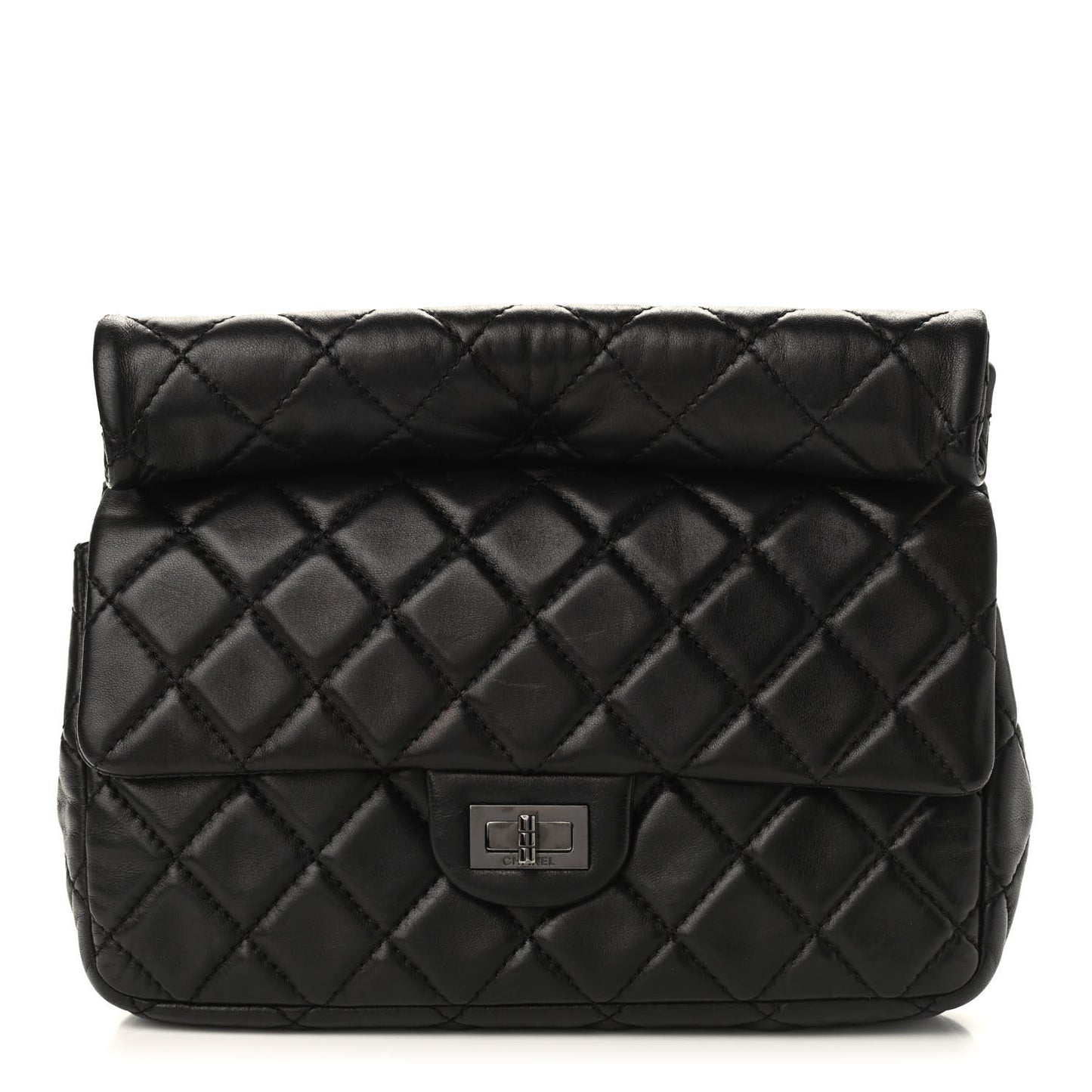 Lambskin Quilted Medium Roll Reissue Clutch Black