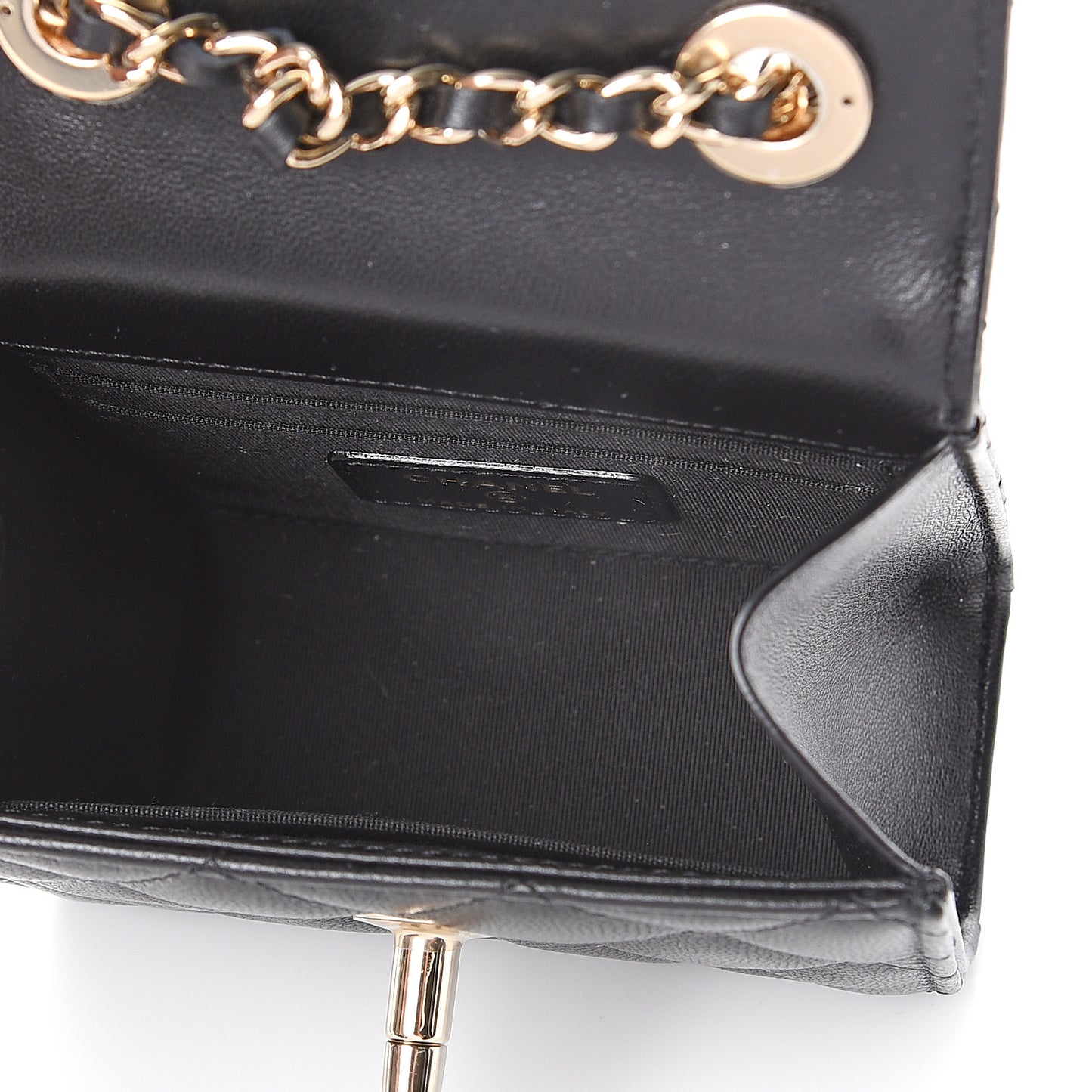 Lambskin Quilted Mini Trendy CC Chain Wallet Black