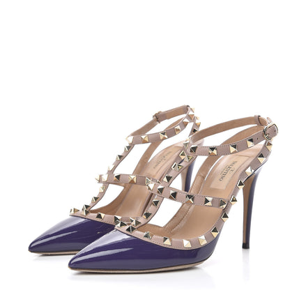 Valentino Garavani Patent Rockstud Ankle Strap Pumps 38 Purple Poudre 3 of 10
