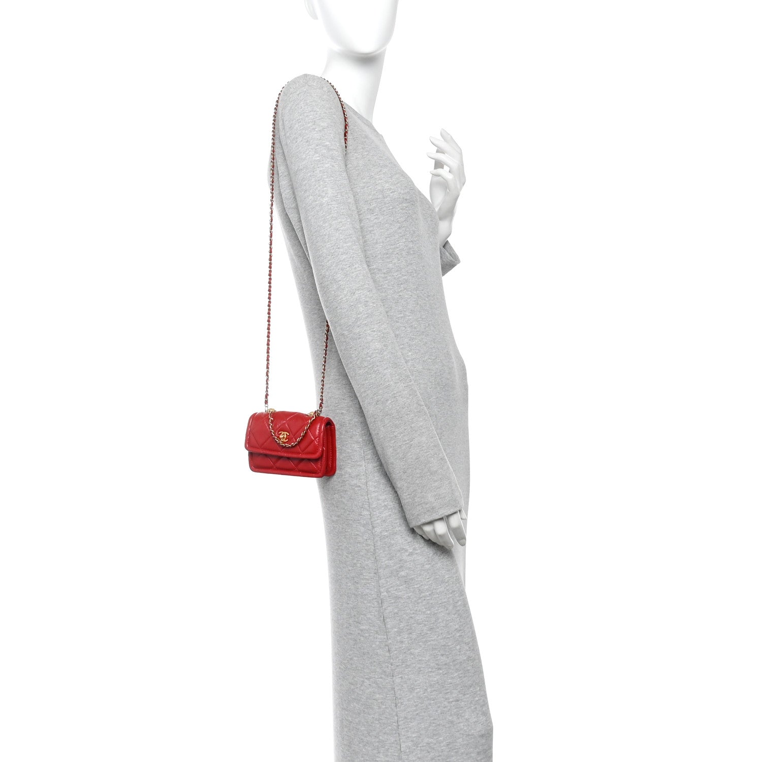 Chanel Shiny Lambskin Quilted Extra Mini Flap Red 2 of 10