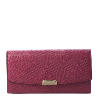 Burberry Signature Grain Calfskin Check Embossed Porter Continental Wallet Dark Plum 1 of 10