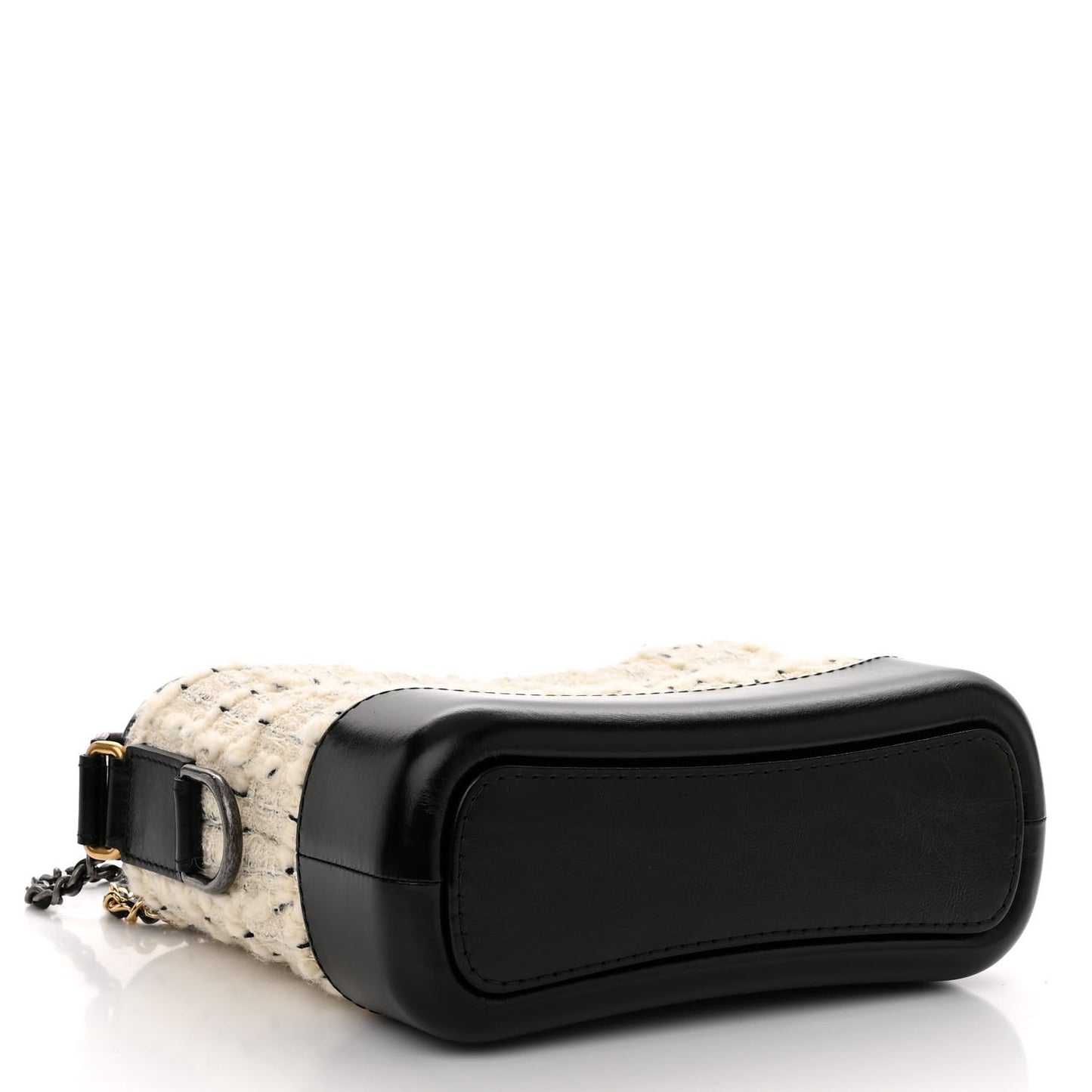 Tweed Calfskin Quilted Small Gabrielle Hobo Ivory Black