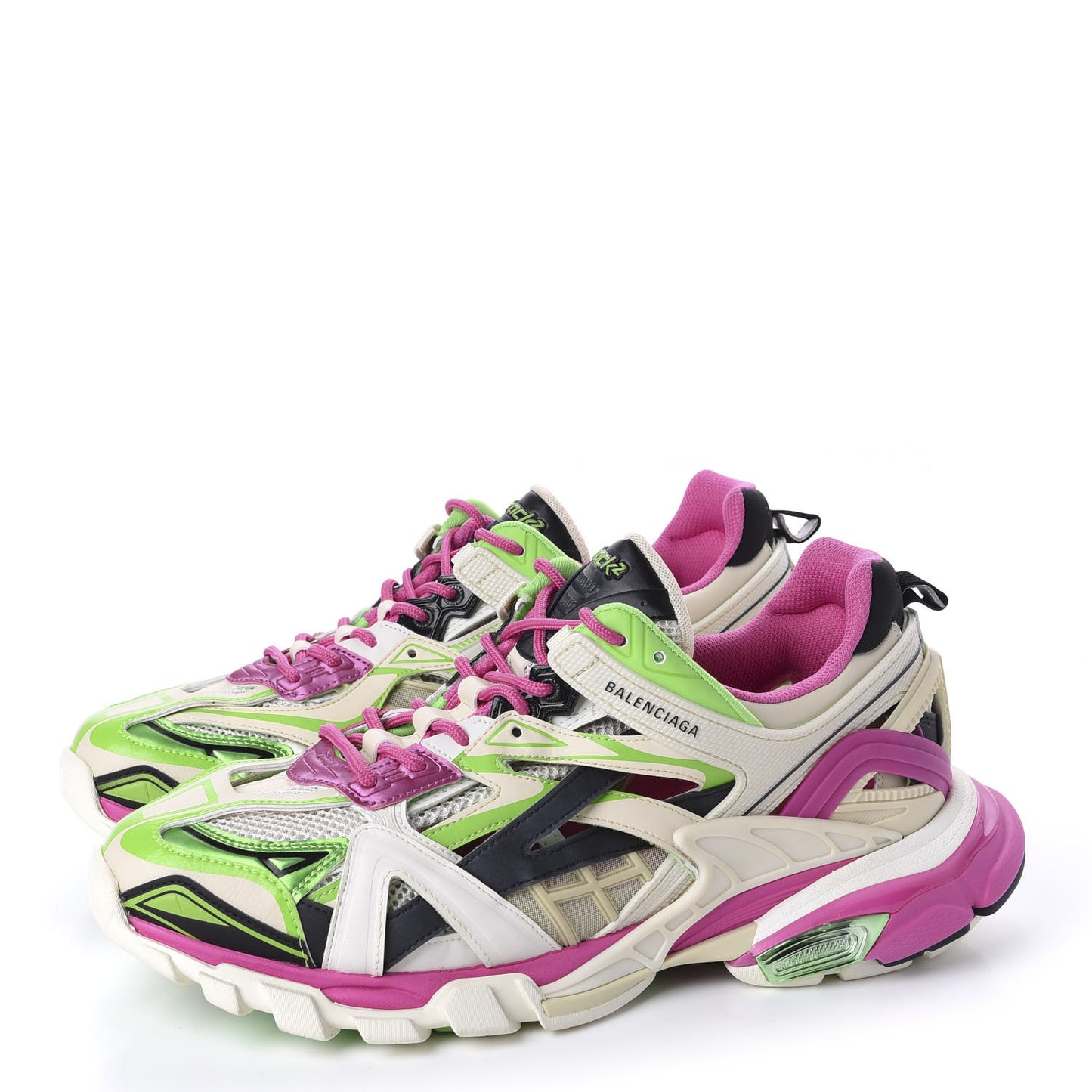 Rubber Mesh Bi-Color Mens Track.2 Open Sneakers 45 White Green Pink