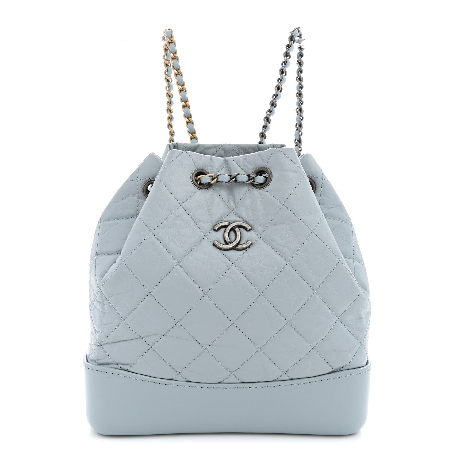 Chanel Aged Calfskin Quilted Small Gabrielle Backpack Light Blue 1 of 10