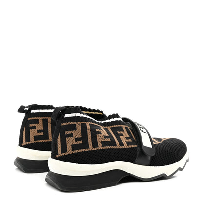 Fendi Stretch Yarn FF Stiff Band Rockoko Sneakers 38 Black White Tobacco 4 of 9