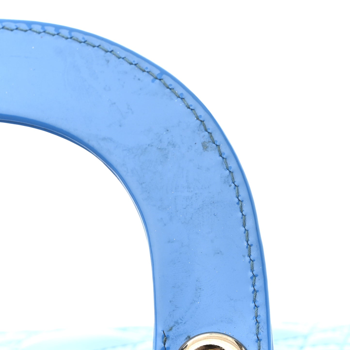 Patent Cannage Mini Lady Dior Blue