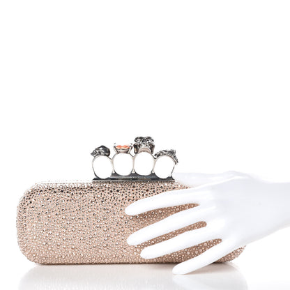 Alexander McQueen Swarovski Crystal Skull Knuckle Box Clutch Nude 2 of 6