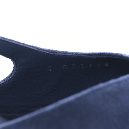Chanel Suede Cap Toe CC Slingback Pumps 37.5 Blue Black 16 of 16