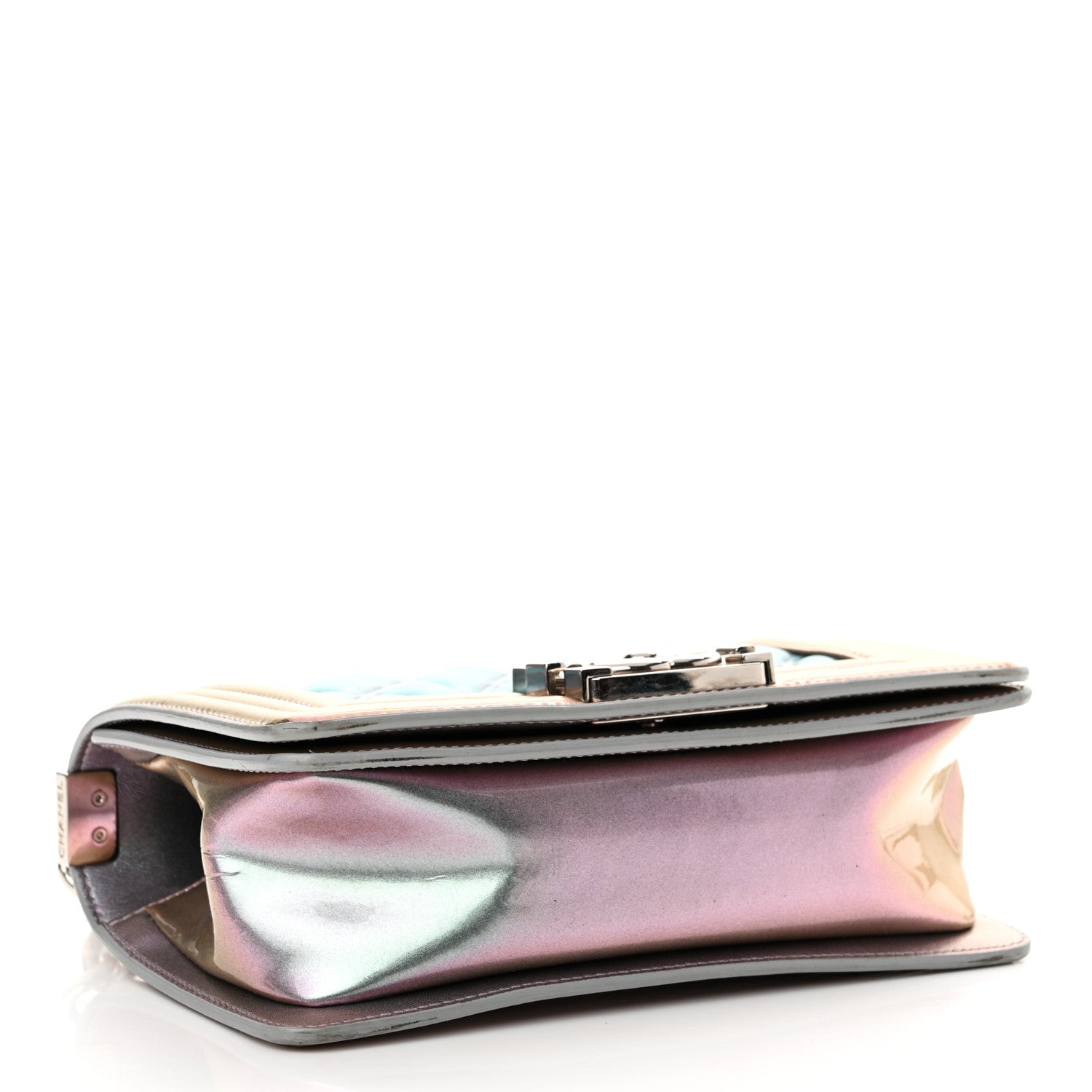 Chanel Iridescent Patent Calfskin PVC Quilted Small Boy Flap Light Purple 4 of 16