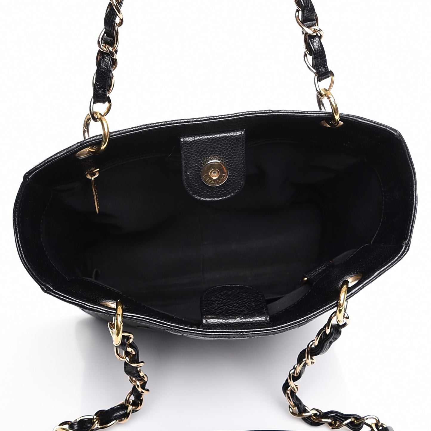Caviar Quilted Petit Shopping Tote PST Black