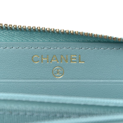 Chanel Caviar Quilted Medium Zip Around Wallet Light Blue 6 of 7