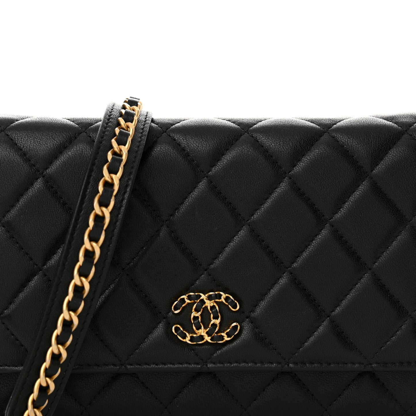 Lambskin Quilted Infinity Wallet On Chain WOC Black
