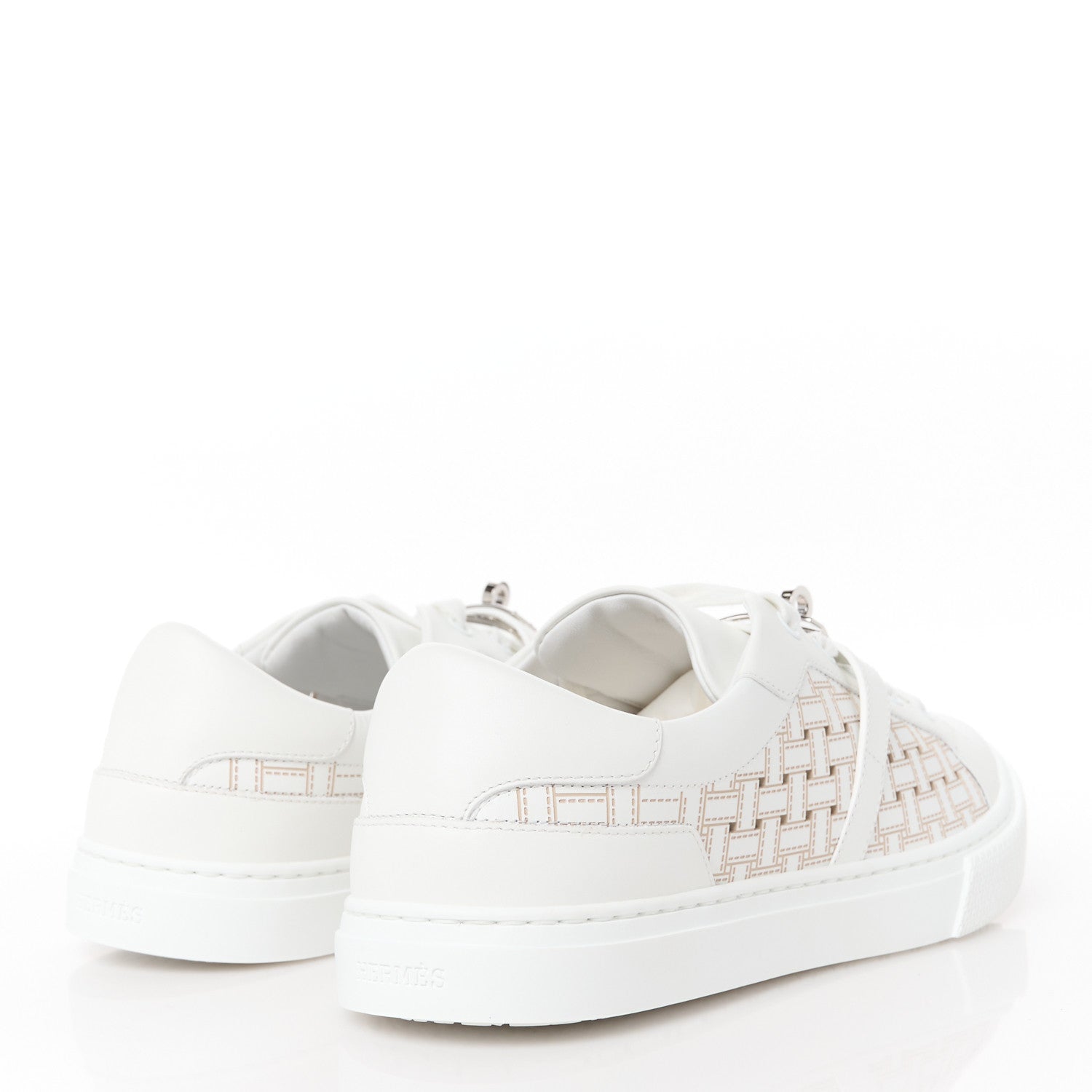 Hermes Calfskin Cross Woven Day Sneakers 40 White 4 of 9