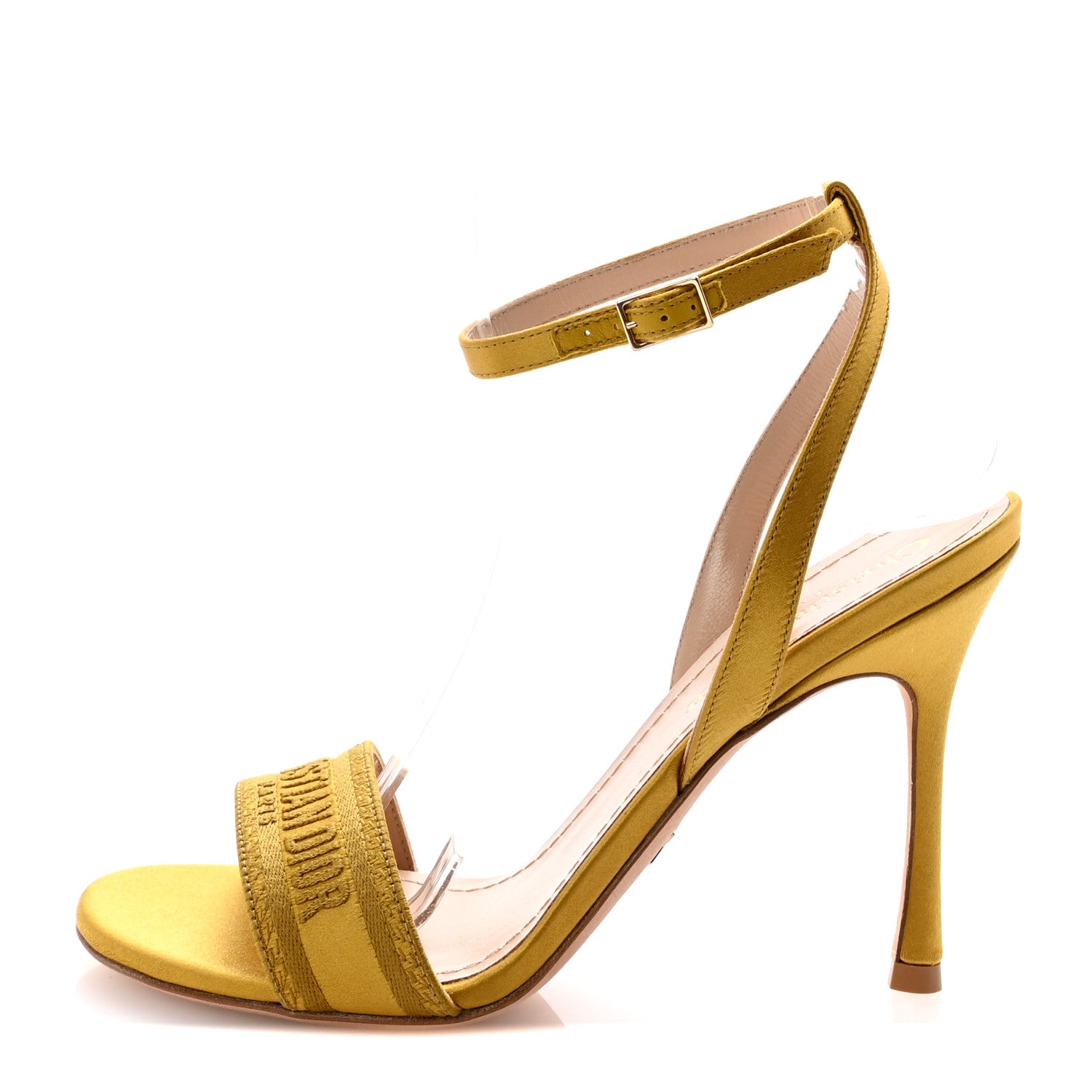 Christian Dior Cotton Strass Embroidered Dway Heeled Sandals 36 Dark Saffron 1 of 10