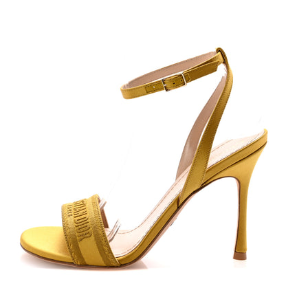 Christian Dior Cotton Strass Embroidered Dway Heeled Sandals 36 Dark Saffron 1 of 10