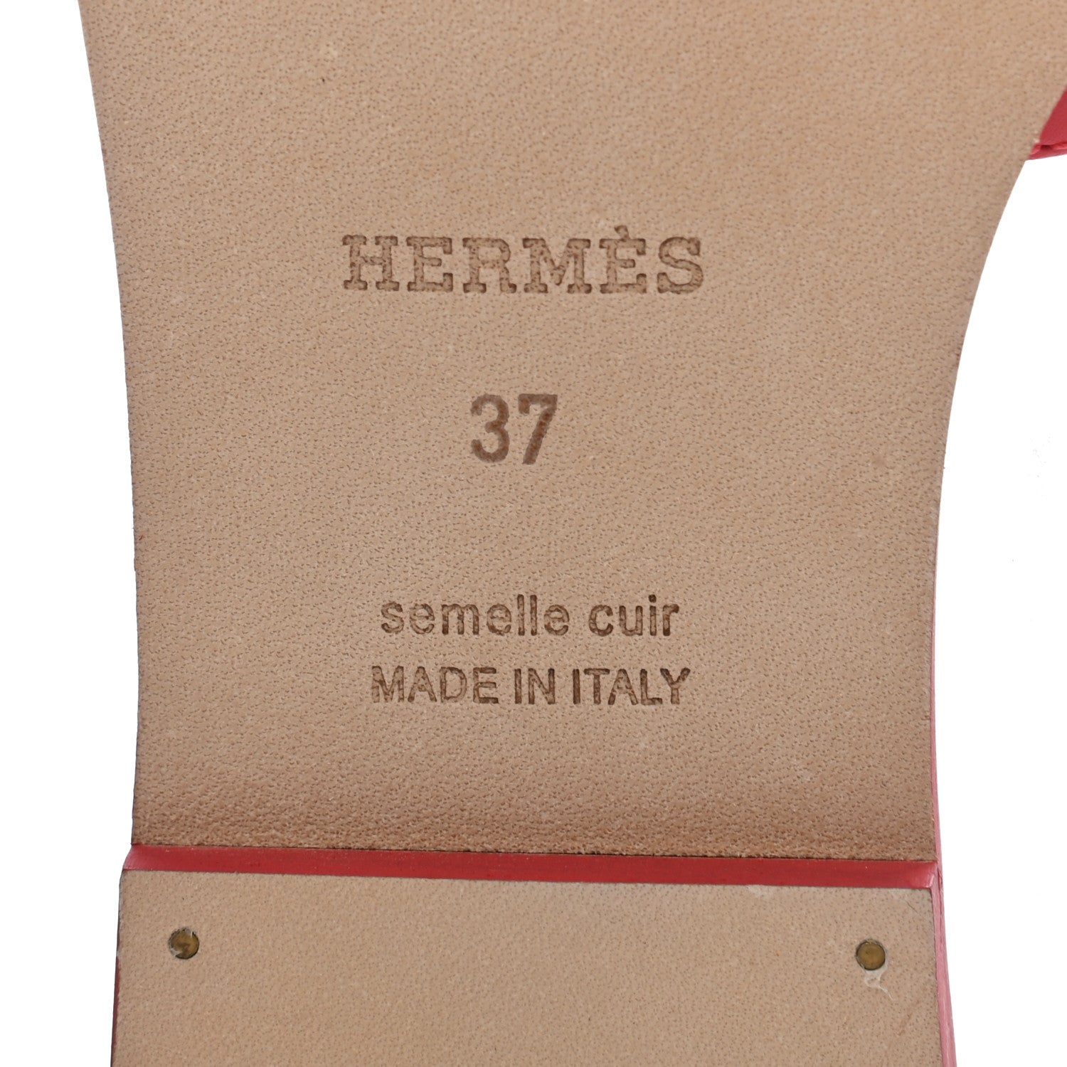 Hermes Calfskin Oran Sandals 37 Rouge Bali 8 of 8