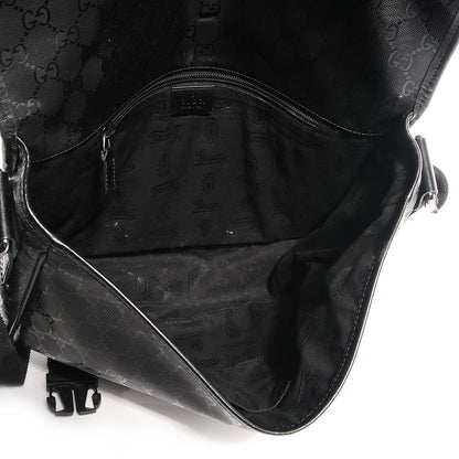 Gucci Imprime Monogram Medium Double Buckle Flap Messenger Bag Black 5 of 7